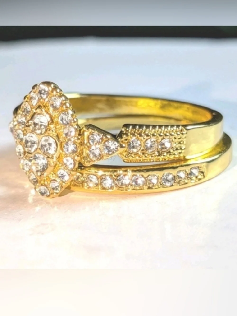 2ct Two Piece Lab Created Engagement Bridal Ring Set 14k Yellow Gold Plated Sz10